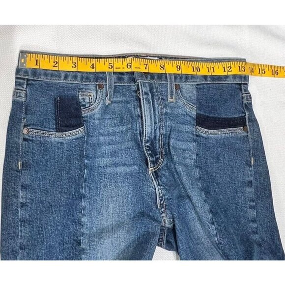 PAIGE Taylor Straight Lyla Jeans Womens Size 25 High Rise Raw Hem Color Block - Picture 7 of 12